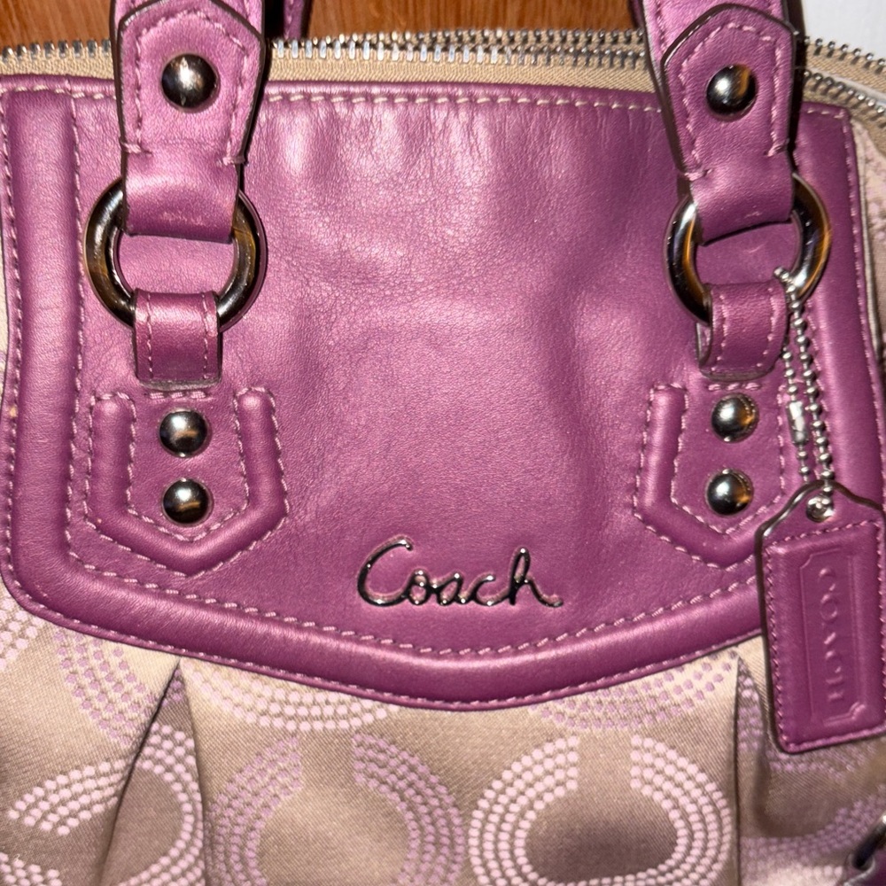 Coach Purple and Beige Shoulder Bag